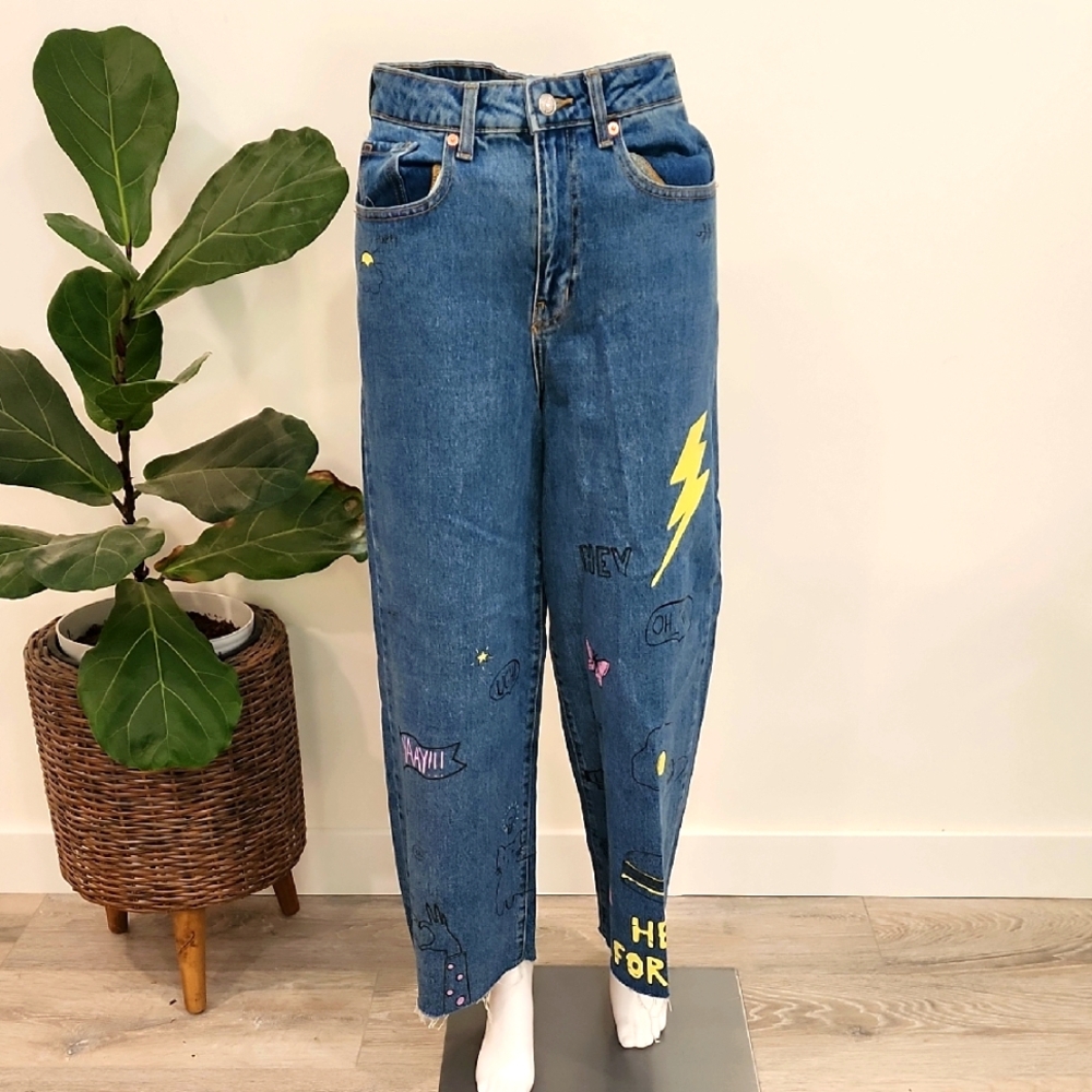 Blue Graphic Women Jeans